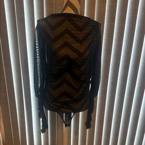 Fashion Nova Black Chevron Bodysuit